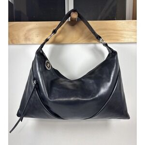 Sophia Visconti Black Leather Slouch Hobo Shoulder Bag Elegant Slouchy Versatile